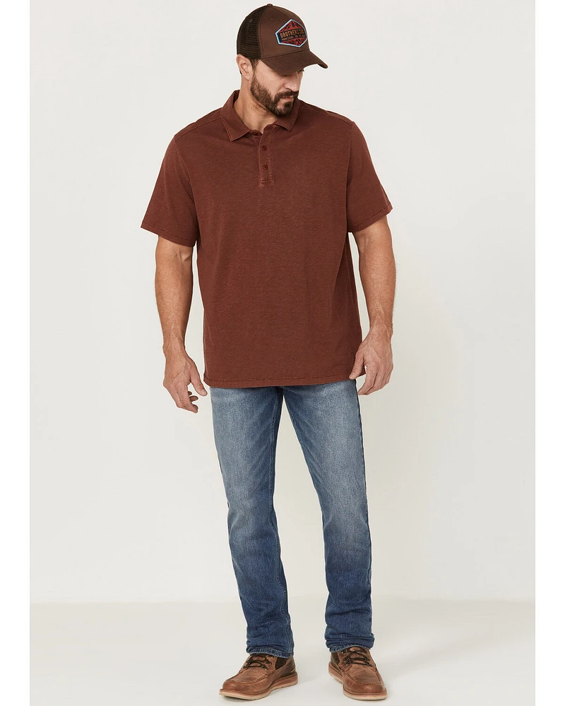 Brothers and Sons Men's Solid Slub Short Sleeve Polo Shirt