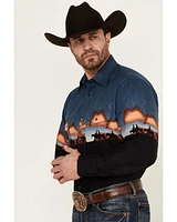Panhandle Men's Scenic Border Long Sleeve Snap Western Shirt