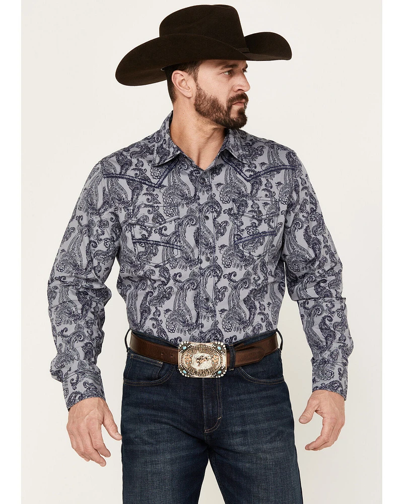 Wrangler Men's Rock 47 Paisley Print Long Sleeve Snap Western Shirt