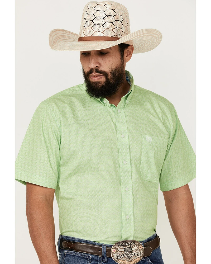 Panhandle Select Men's Geo Print Short Sleeve Button-Down Western Shirt