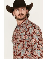 Cody James Men's Noah Paisley Print Long Sleeve Snap Western Shirt