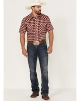 Roper Men's Classic Small Plaid Short Sleeve Pearl Snap Western Shirt