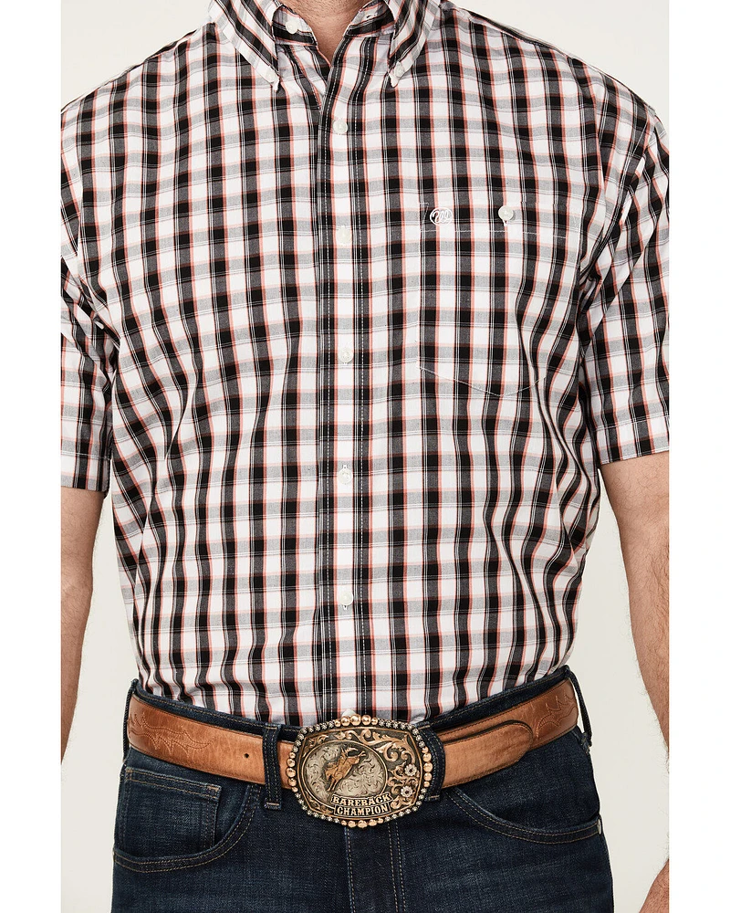 Wrangler Men's Classic Plaid Print Short Sleeve Button-Down Western Shirt