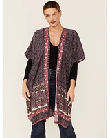 Angie Women's Purple Spice Kimono Duster