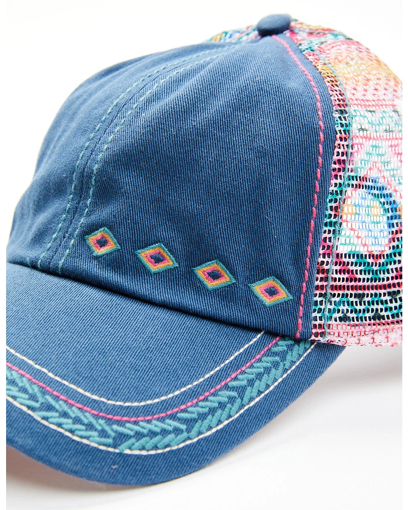 Catchfly Women's Southwestern Print Ponytail Ball Cap