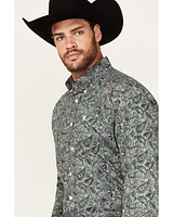 Cinch Men's Paisley Print Long Sleeve Button-Down Stretch Western Shirt