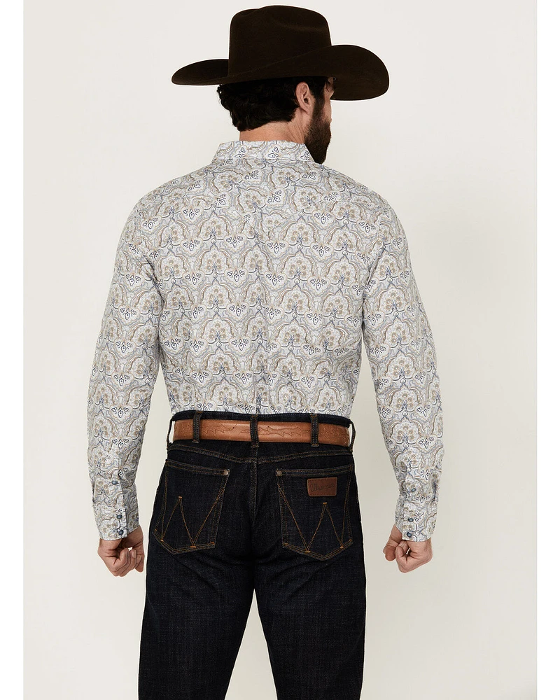 Cody James Men's Railroad Paisley Print Long Sleeve Snap Western Shirt - Big