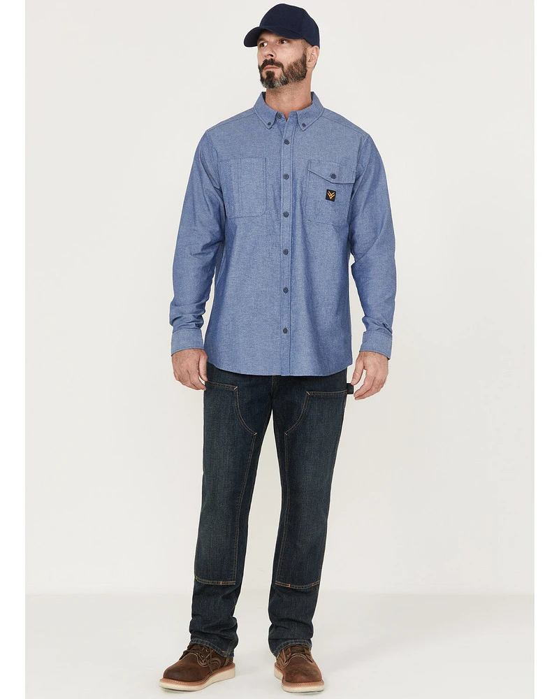 Hawx Men's Chambray Sun Protection Long Sleeve Button-Down Western Shirt - Tall
