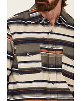 North River Men's Oatmeal Lake Striped Long Sleeve Western Flannel Shirt