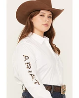Ariat Women's Team Kirby Leopard Logo Stretch Shirt - Plus