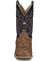 Justin Men's Ocean Front Exotic Pirarucu Western Boots - Broad Square Toe