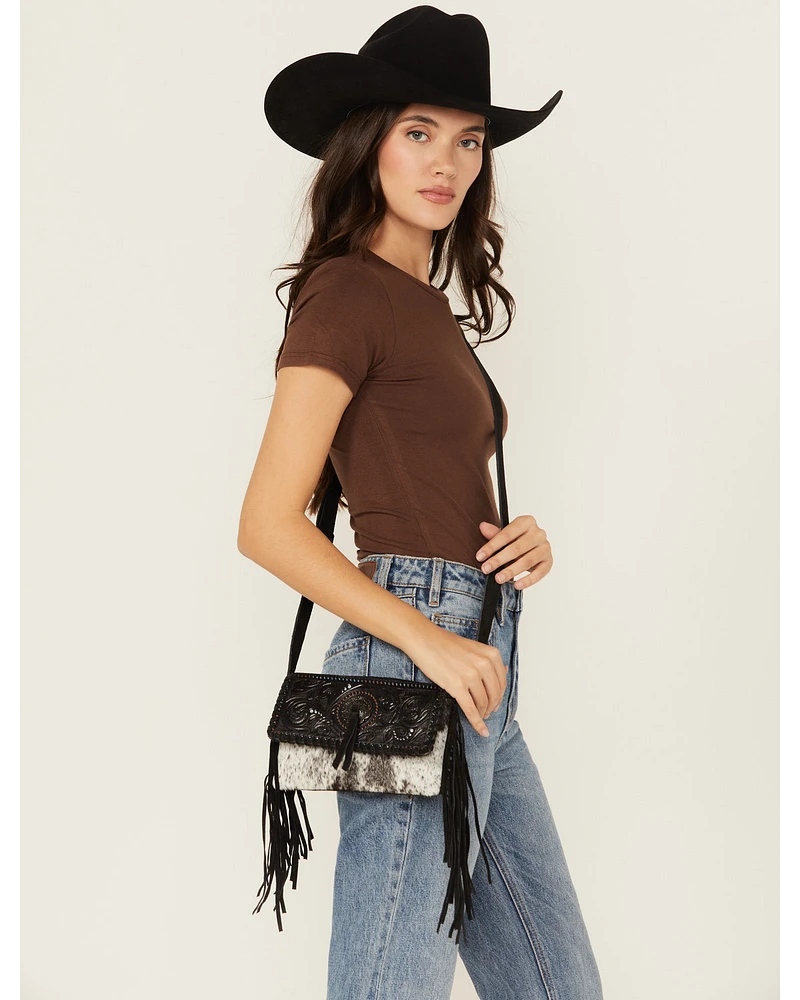 Shyanne Women's Cassidy Hair-On Tooled Leather Crossbody