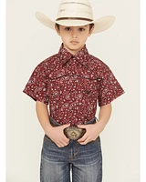 Cowboy Hardware Boys' Paisley Print Short Sleeve Snap Stretch Western Shirt