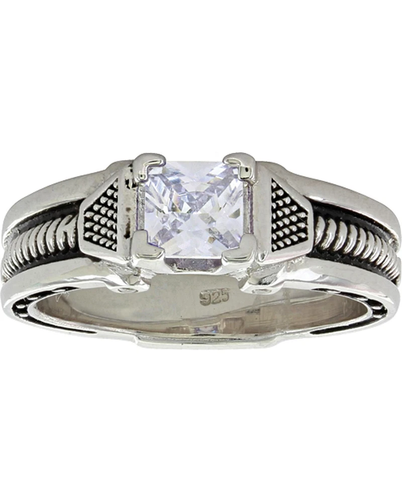 Montana Silversmiths Women's Silver Single Stone Horseshoe Nail Ring