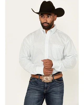 Wrangler Men's Classic Geo Print Long Sleeve Button-Down Stretch Western Shirt - Big