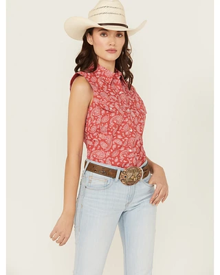 Wrangler Retro Women's Boot Barn Exclusive Paisley Print Sleeveless Pearl Snap Western Shirt