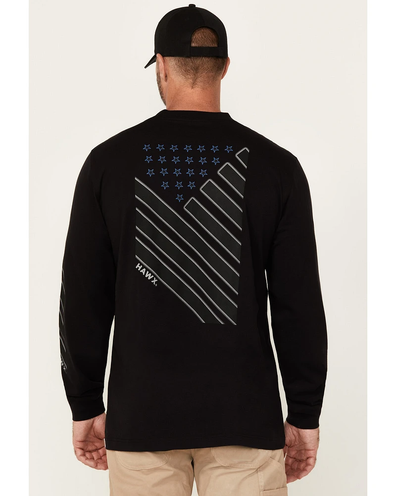 Hawx Men's Stripes Long Sleeve Graphic Work T-Shirt