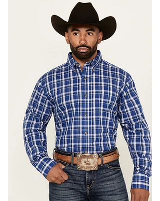 Wrangler Riata Men's Assorted Plaid Print Long Sleeve Button-Down Western Shirt