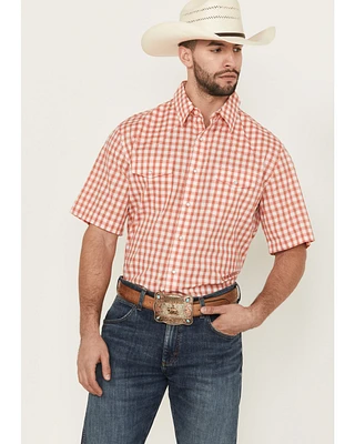Wrangler Men's Plaid Print Short Sleeve Pearl Snap Western Shirt