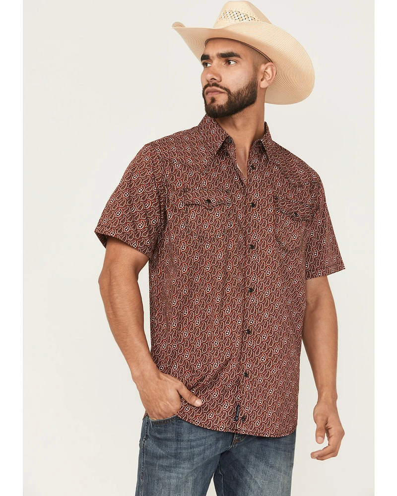 Moonshine Spirit Men's Lava Paisley Print Short Sleeve Snap Western Shirt