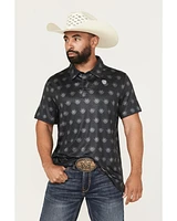 Rock & Roll Denim Men's Agave Print Short Sleeve Button-Down Stretch Polo