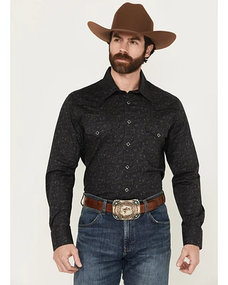 Rock & Roll Denim Men's Paisley Print Long Sleeve Snap Stretch Western Shirt
