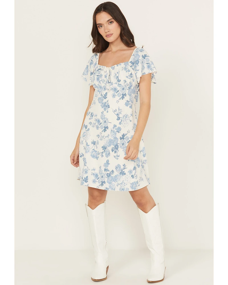 Shyanne Women's Floral Print Tie Front Mini Dress