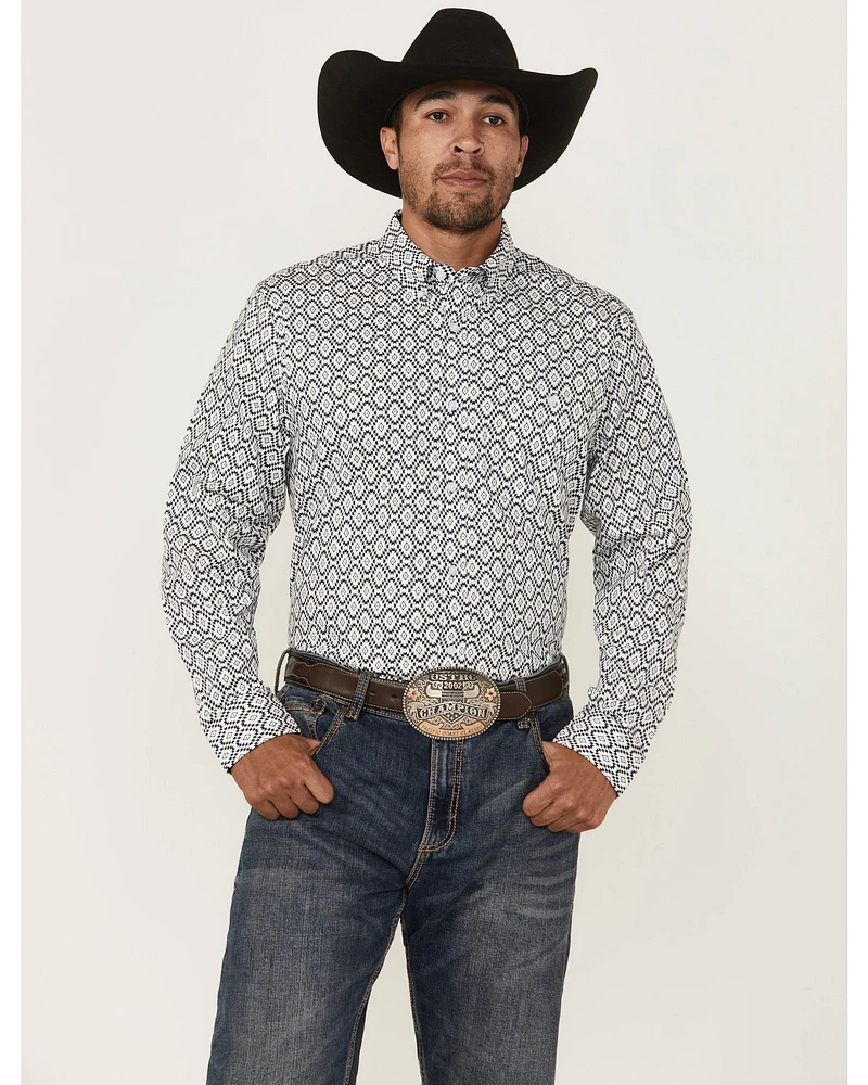 RANK 45® Men's Desert Walk Medallion Print Long Sleeve Button-Down Stretch Western Shirt