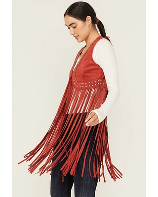 Idyllwind Women's Walnut Studded Faux Suede Fringe Vest