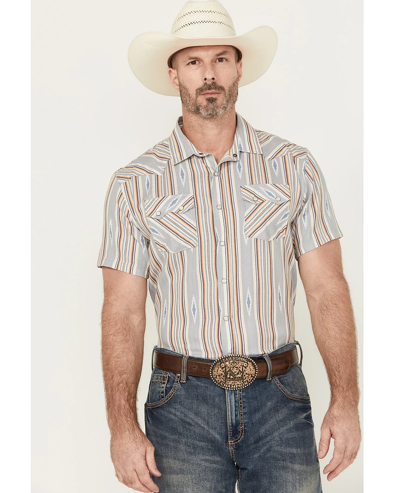 Panhandle Men's Southwestern Striped Short Sleeve Snap Western Shirt