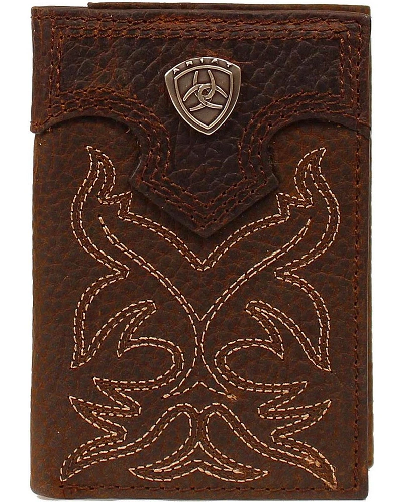 Ariat Men's Boot Stitched Tri-fold Wallet