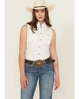 Shyanne Women's Embroidered Sleeveless Button-Down Western Shirt