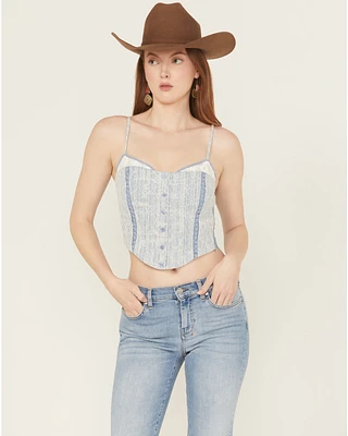 Miss Me Women's Denim Sleeveless Button-Down Bustier
