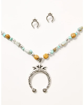 Shyanne Women's Sedona Sky Squash Blossom Jewelry Set - 2 Piece
