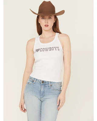 Youth Revolt Women's I Heart Cowboys Rhinestone Tank Top