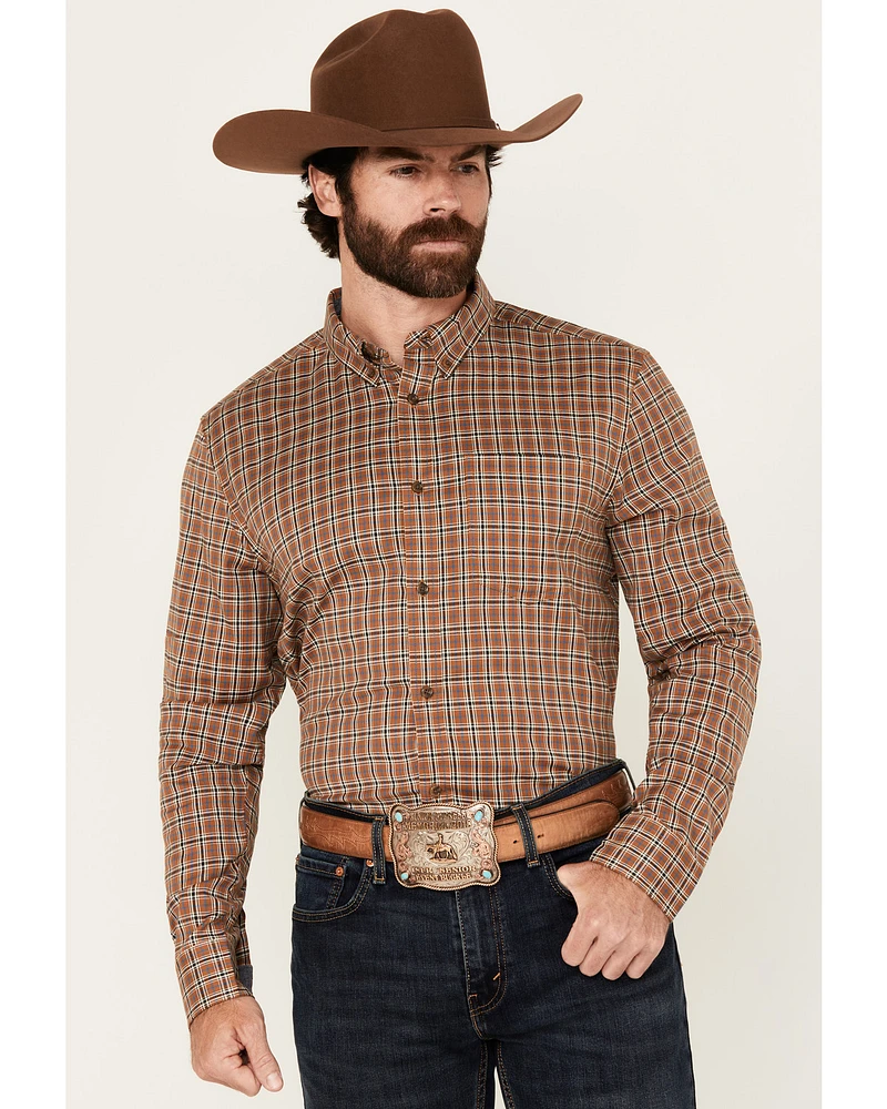 Cody James Men's Adkins Plaid Print Long Sleeve Button-Down Stretch Western Shirt - Tall