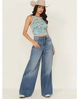 Ariat Women's Jazmine Medium Wash Ultra High Rise Wide Stretch Denim Jeans