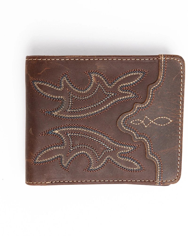 Cody James Men's Stitched Bi-Fold Leather Wallet