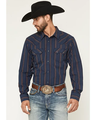 Moonshine Spirit Men's Riff Stripe Print Long Sleeve Snap Western Shirt