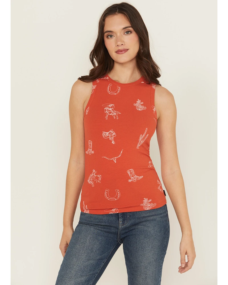 Wrangler Retro Women's Conversational Sleeveless Ribbed Tank Top