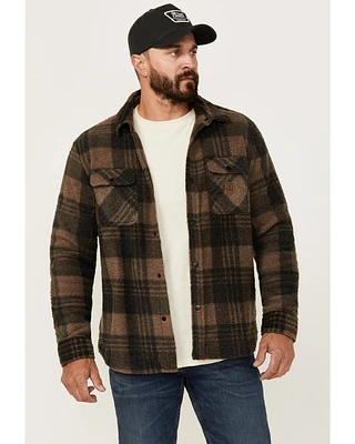 Brixton Men's Bowery Arctic Plaid Print Long Sleeve Snap Stretch Shirt Jacket
