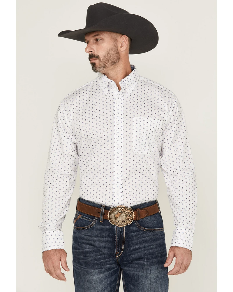 George Strait by Wrangler Men's Paisley Print Long Sleeve Button-Down Stretch Western Shirt