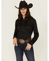 Shyanne Women's Poplin Embroidered Long Sleeve Button-Down Stretch Western Shirt