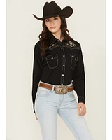 Cowgirl Hardware Women's Floral Embroidered Long Sleeve Snap Western Shirt