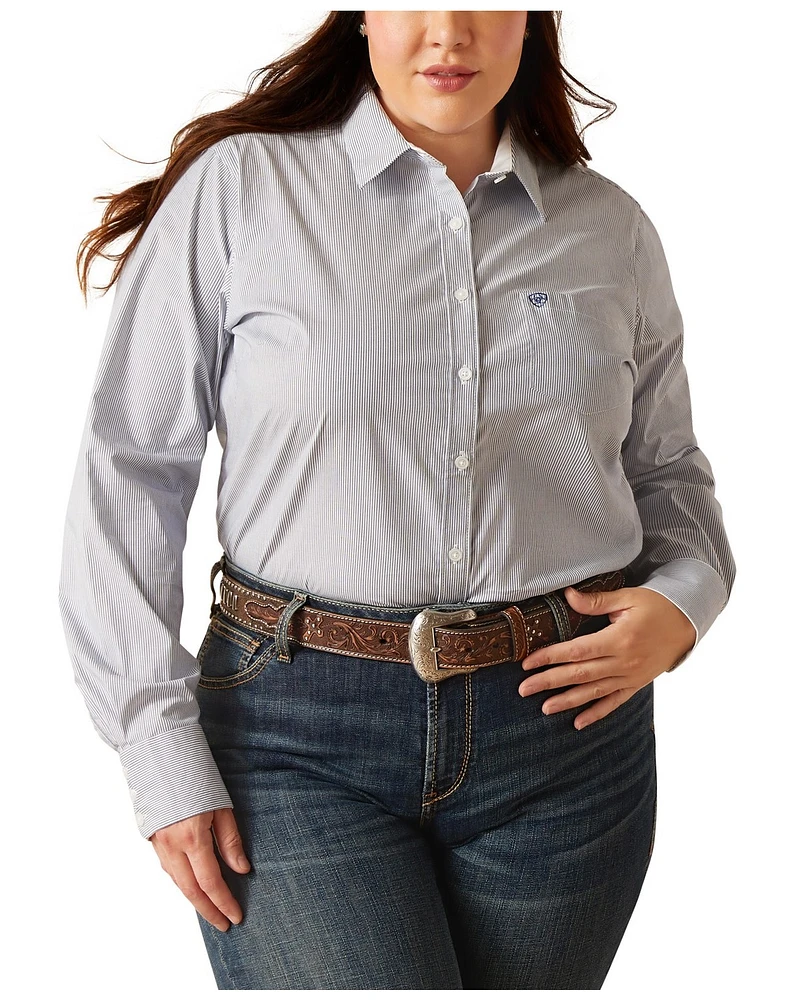 Ariat Women's Kirby Striped Print Long Sleeve Button-Down Stretch Western Shirt - Plus
