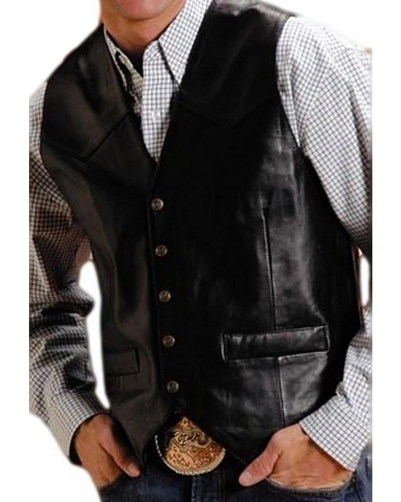 Roper Men's Leather Western Vest - Tall