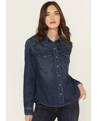 Idyllwind Women's Abbott Dark Wash Chambray Long Sleeve Snap Western Shirt
