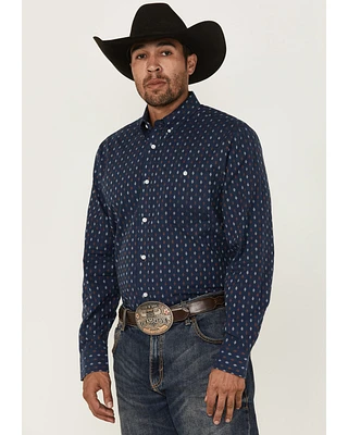 RANK 45® Men's Repocharge Geo Print Long Sleeve Button-Down Stretch Western Shirt