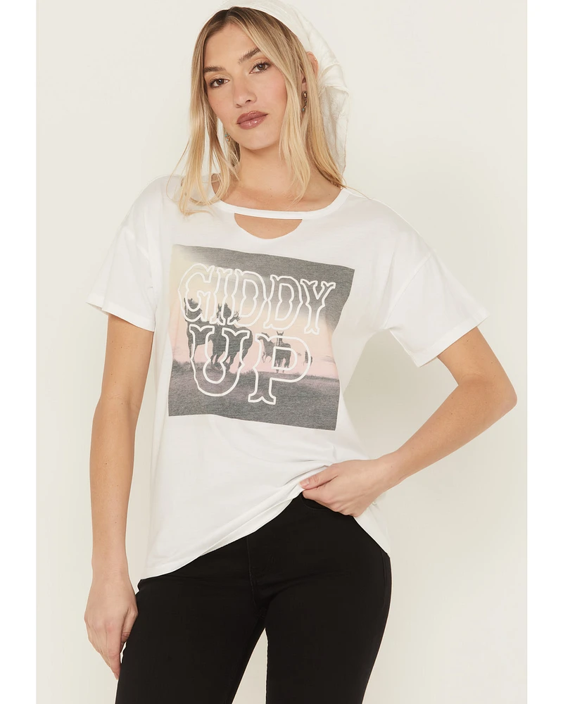 Blended Women's Giddy Up Photo Short Sleeve Graphic Tee