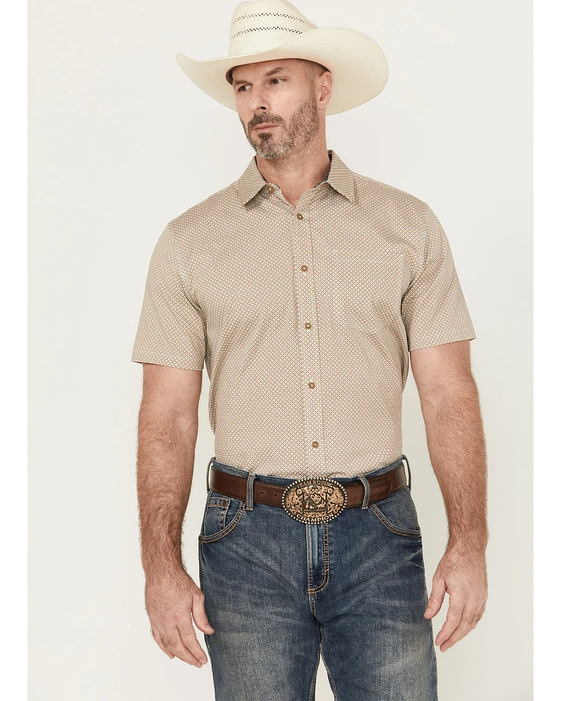 Cody James Men's Grill And Greet Geo Print Short Sleeve Button-Down Stretch Western Shirt